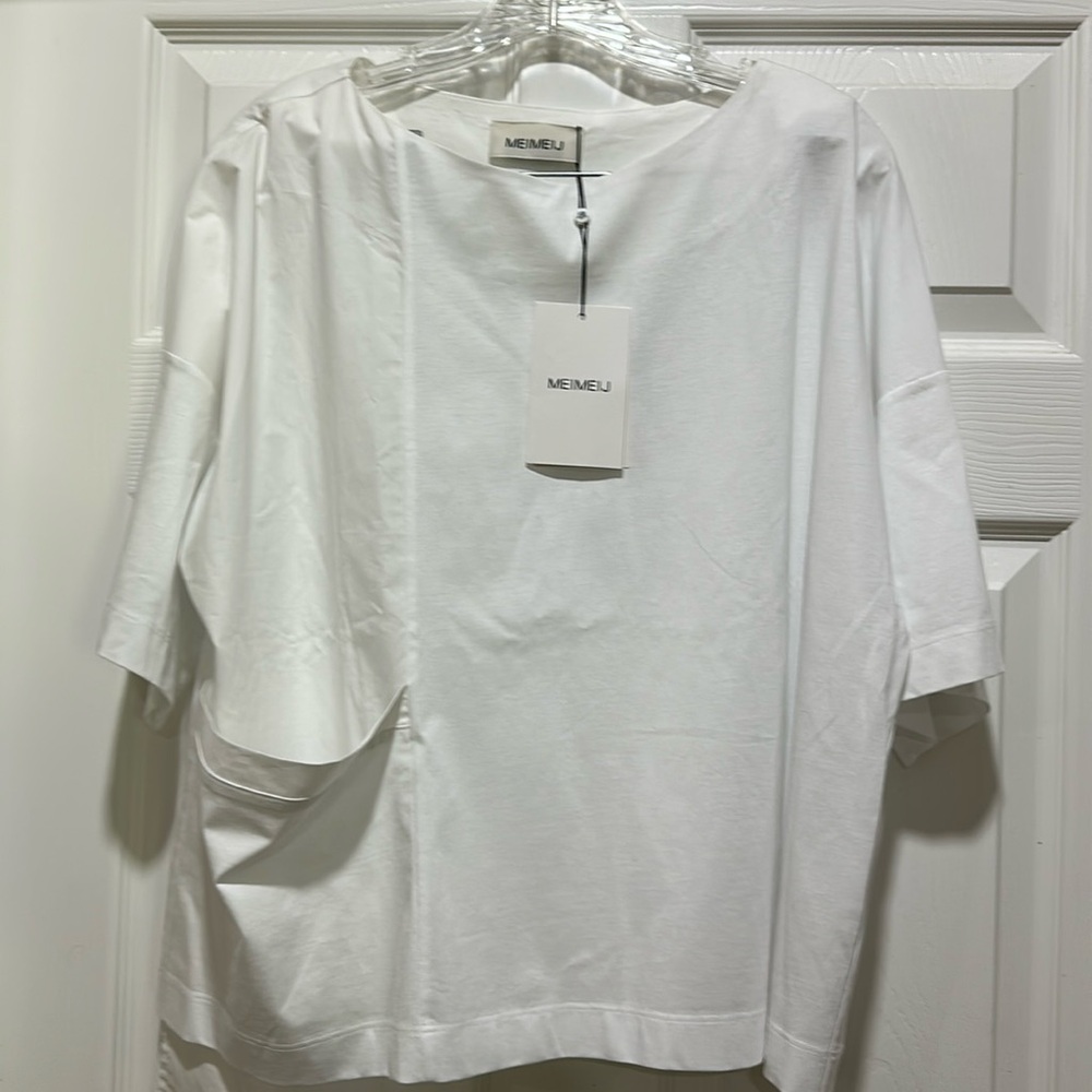 NWT Meimeij white Blouse with pocket